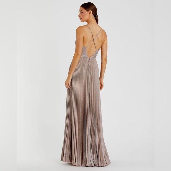 Mac Duggal 30725 Womens SHIMMER PLEATED V NECK GOWN Oscars - Picture 7 of 16